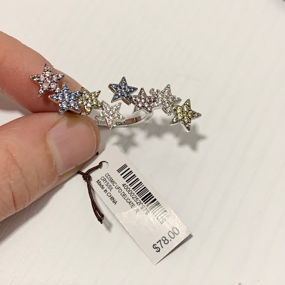 HENRI BENDEL COSMIC UFO PAVE SILVER RING NEW TAG